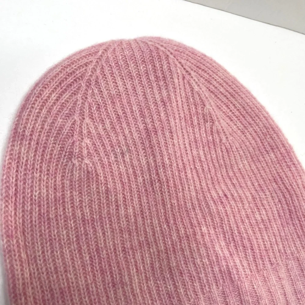 NORDSTROM 100% Cashmere NEW Pink Heathered Knit Beanie Hat